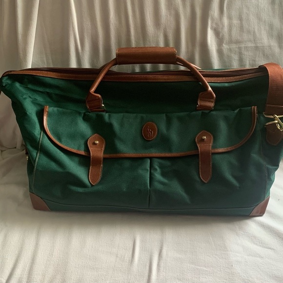 Vintage Ralph Lauran Polo Green Canvas and Leather Duffle Bag - Picture 1 of 8